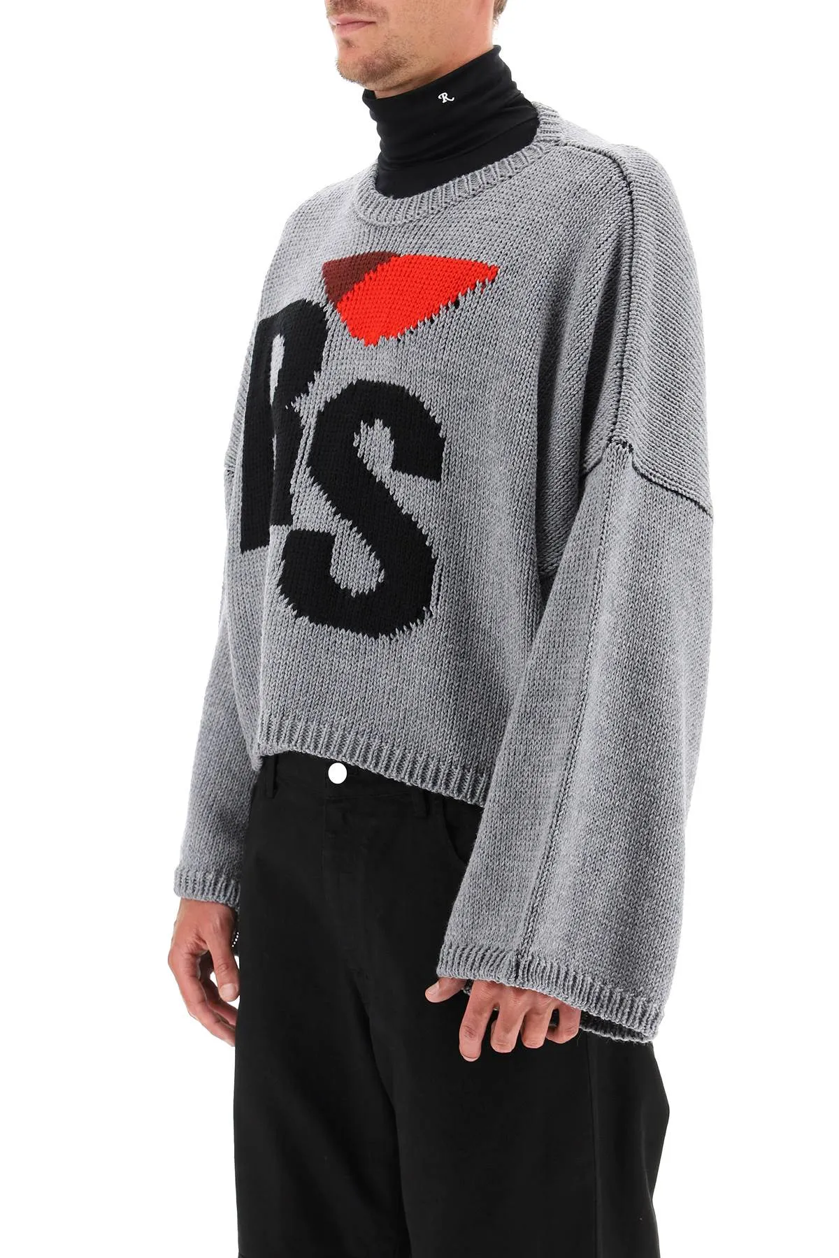 Raf Simons Logo Intarsia Knitted Jumper