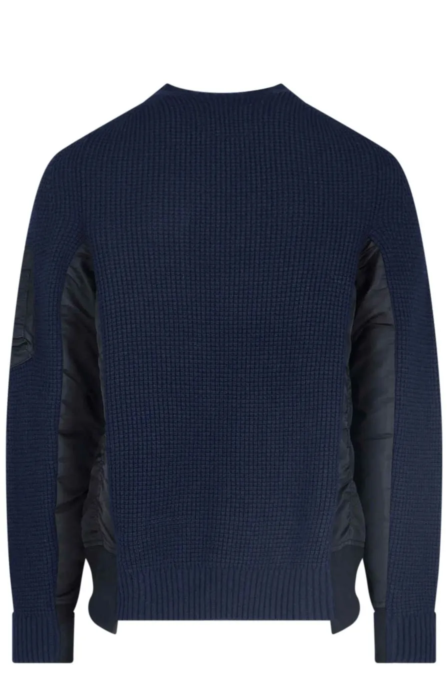Sacai Panelled Knitted Sweater