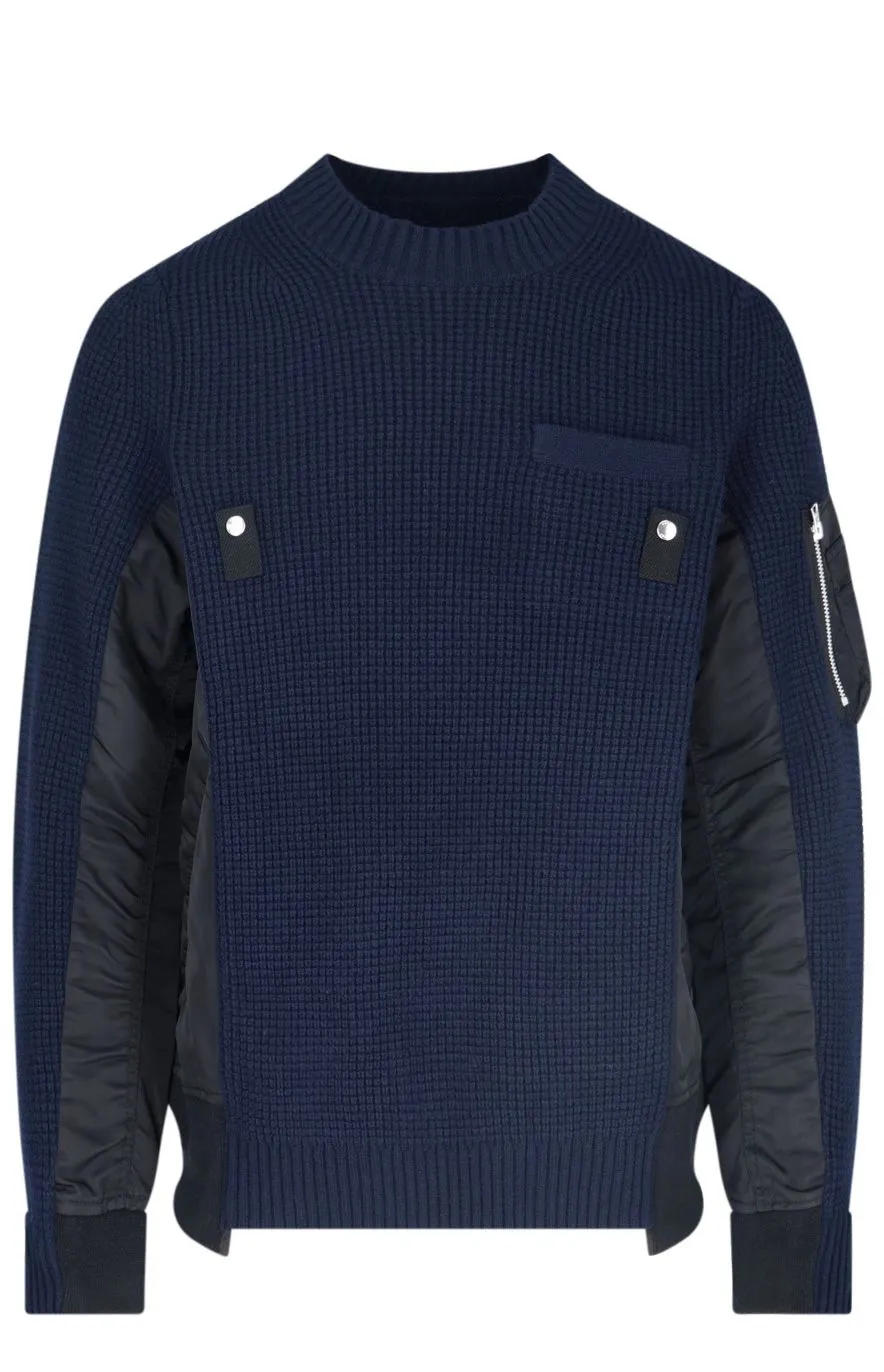 Sacai Panelled Knitted Sweater