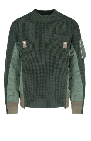 Sacai Panelled Knitted Sweater
