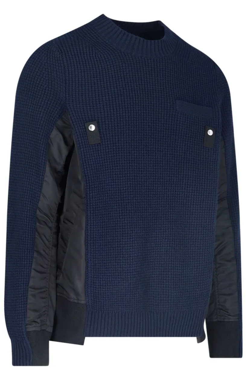 Sacai Panelled Knitted Sweater