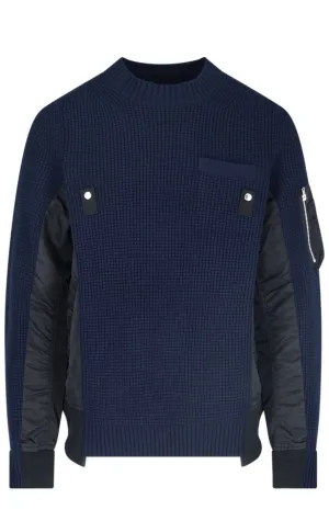 Sacai Panelled Knitted Sweater