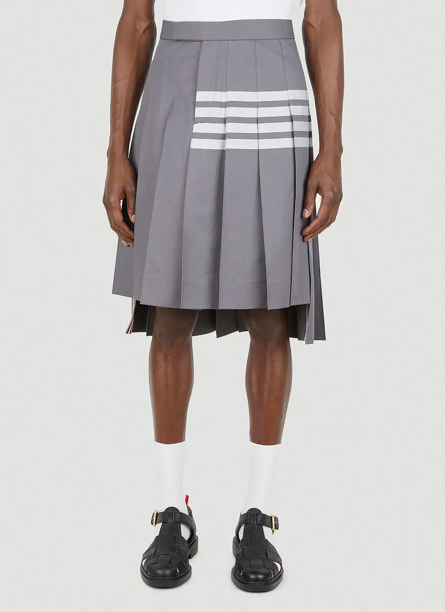 Thom Browne Check Backstrap Pleated Knee-Length Skirt