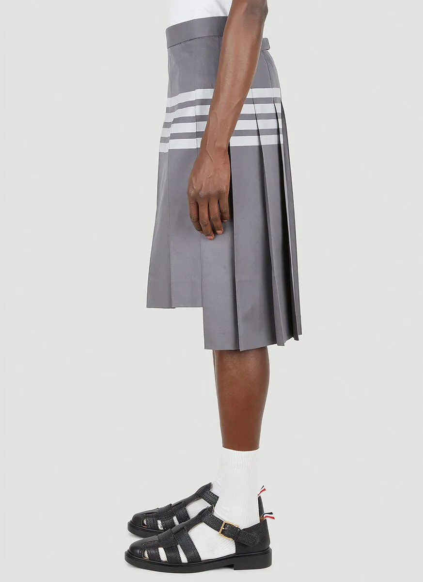 Thom Browne Check Backstrap Pleated Knee-Length Skirt