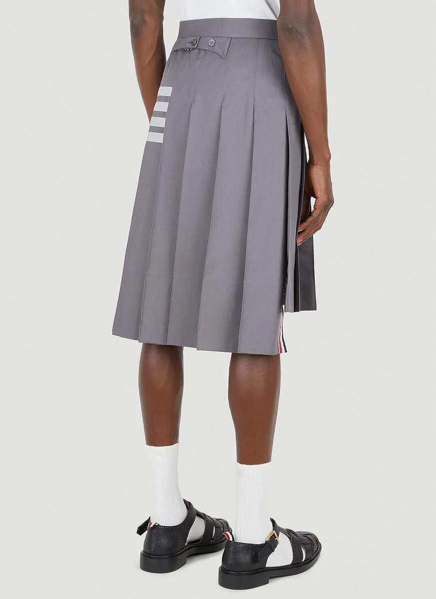 Thom Browne Check Backstrap Pleated Knee-Length Skirt