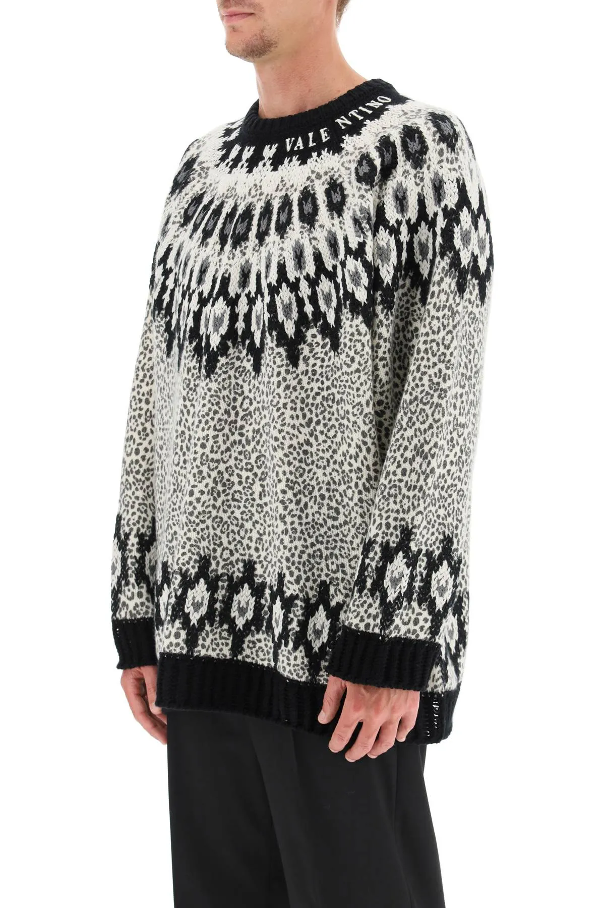 Valentino Animalier Intarsia-Knit Sweater