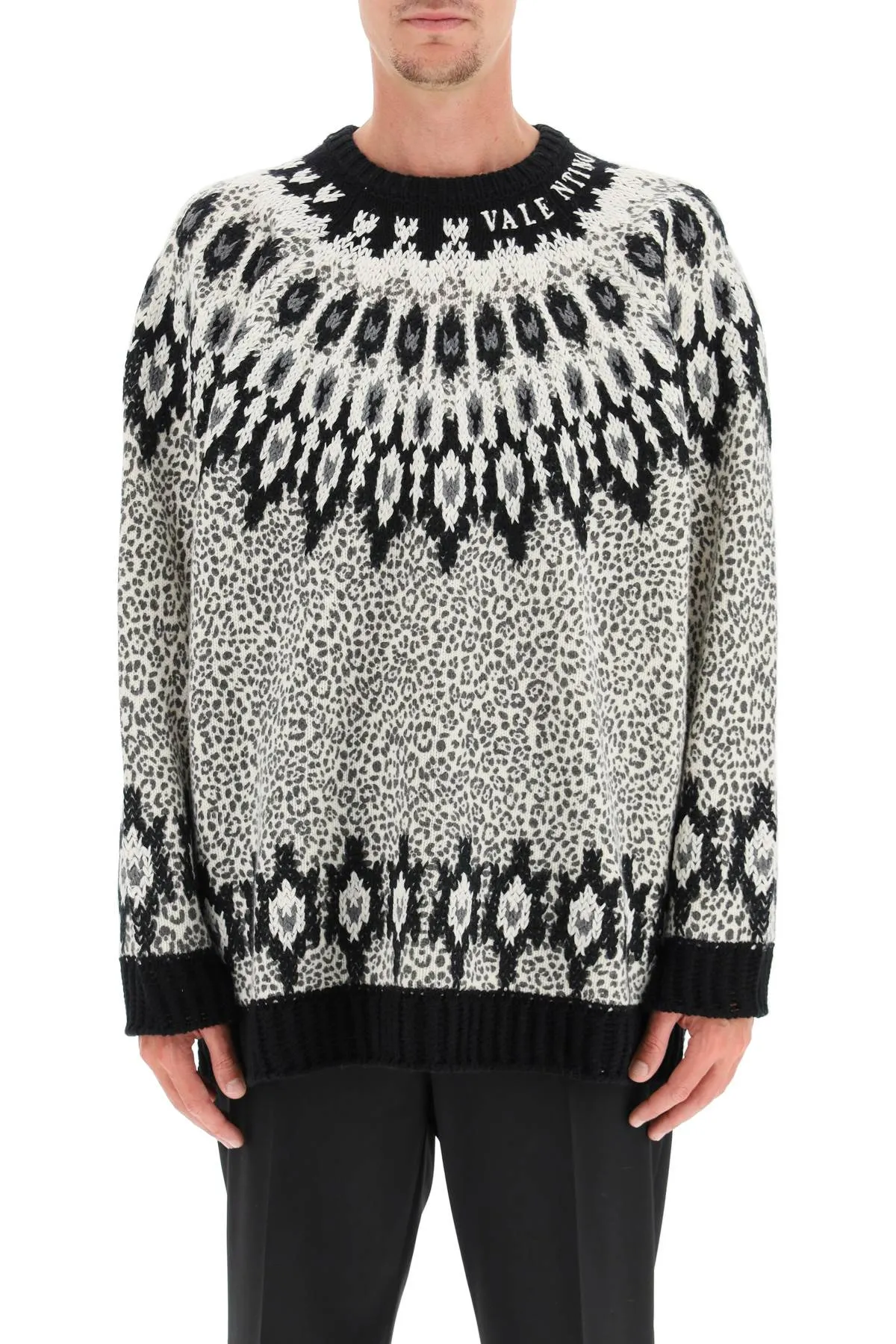 Valentino Animalier Intarsia-Knit Sweater
