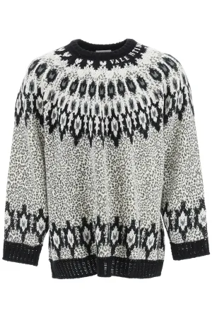 Valentino Animalier Intarsia-Knit Sweater