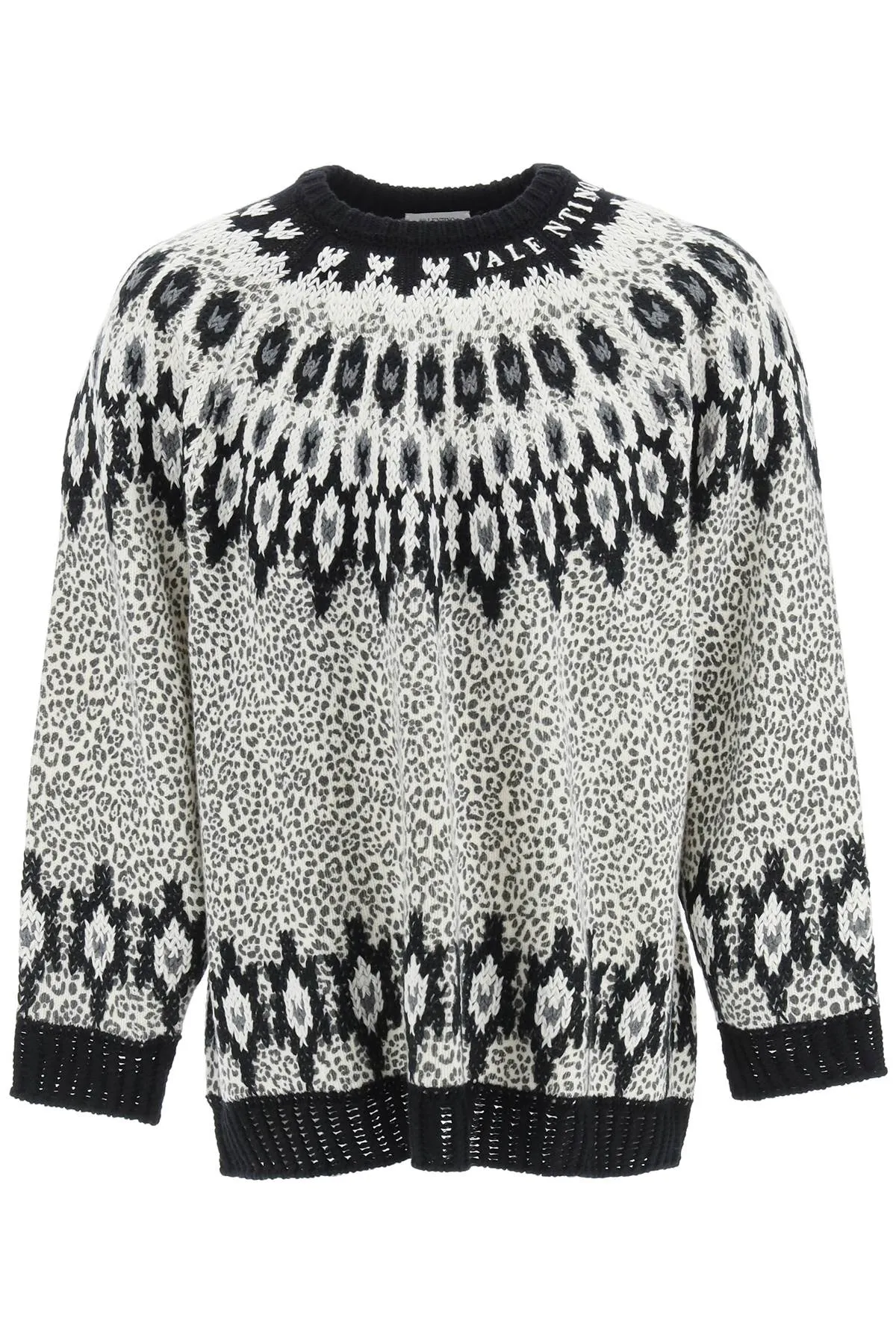 Valentino Animalier Intarsia-Knit Sweater