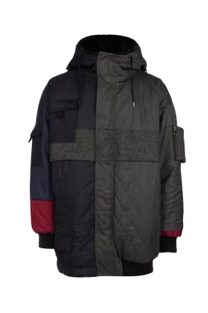 Valentino Contrasting Panels Hooded Coat