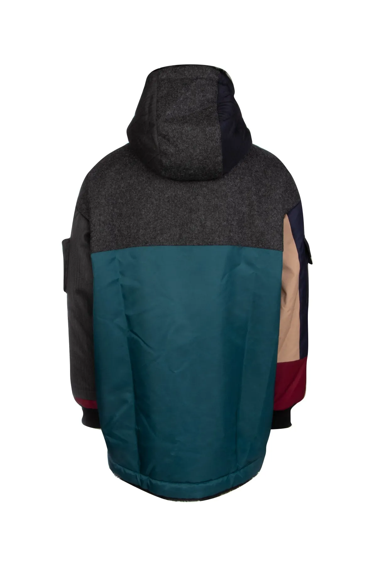 Valentino Contrasting Panels Hooded Coat