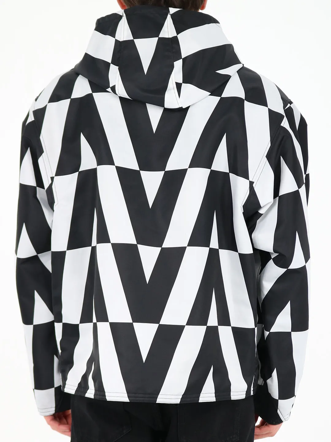 Valentino Optical Printed Hooded Pea Coat