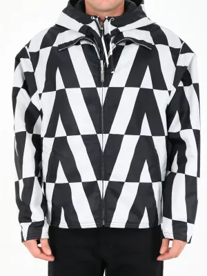 Valentino Optical Printed Hooded Pea Coat