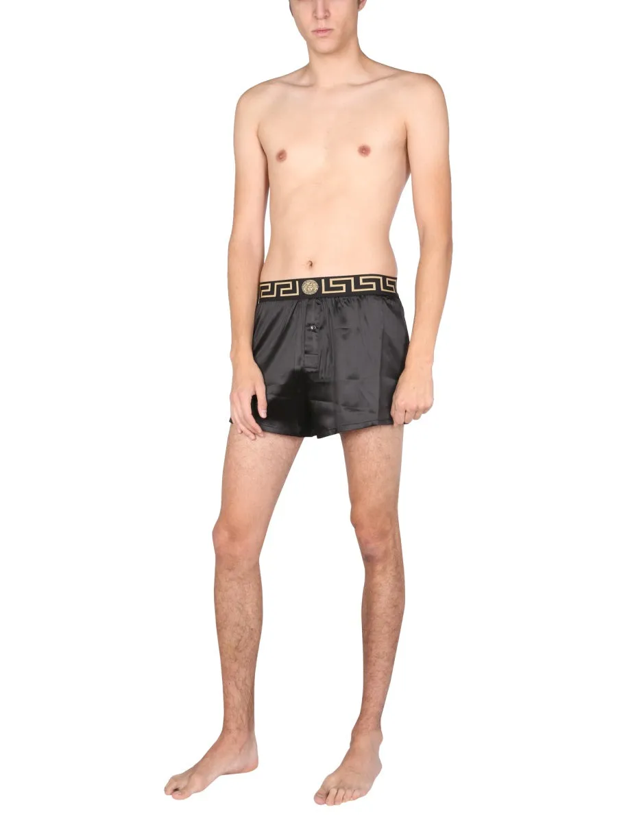 Versace Greca Waistband Pajama Shorts