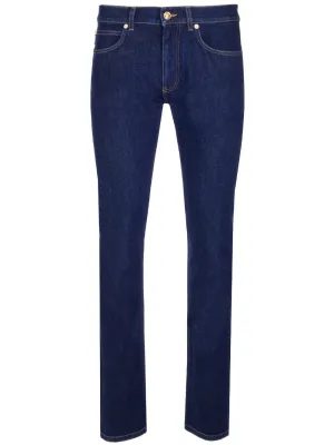 Versace Logo Patch Mid Rise Jeans