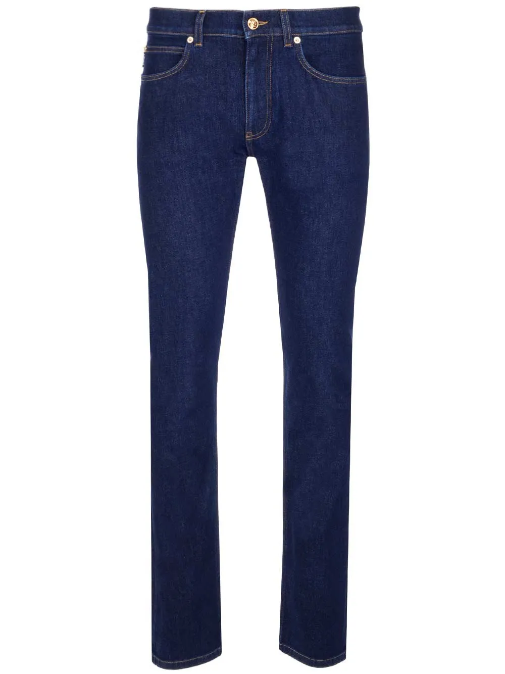 Versace Logo Patch Mid Rise Jeans