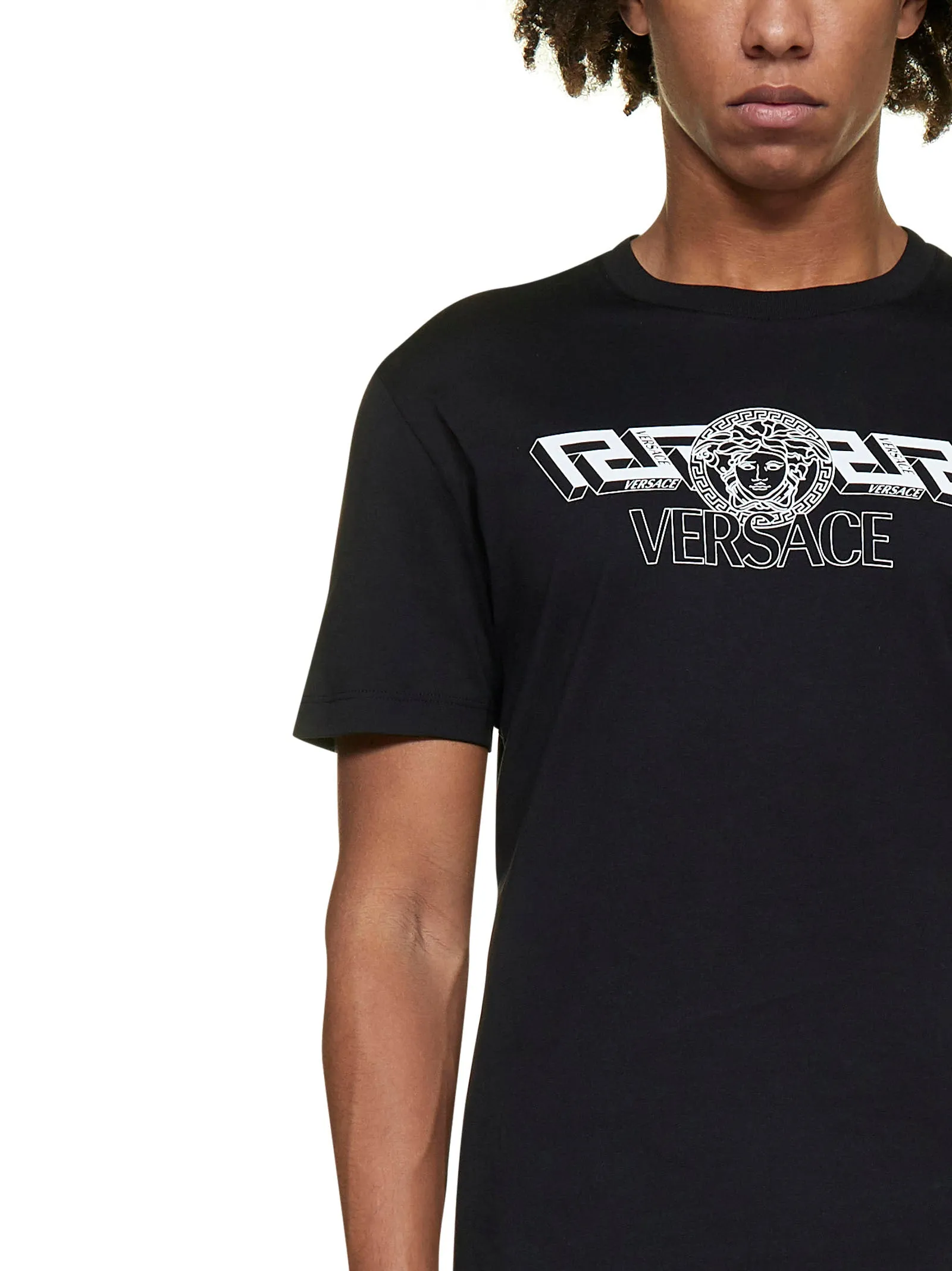 Versace Logo Printed Crewneck T-Shirt
