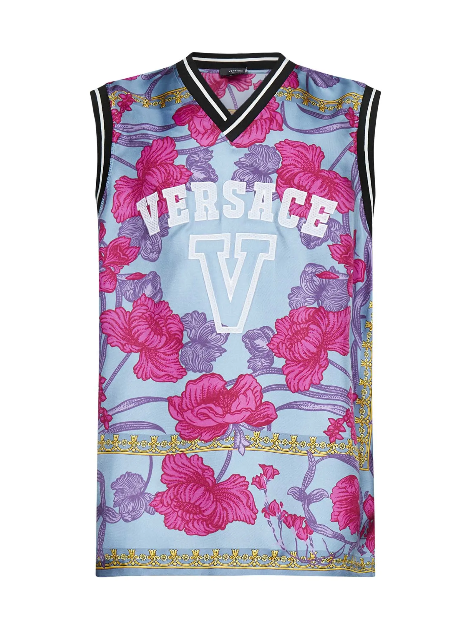 Versace Logo Printed V-Neck Sleeveless Top