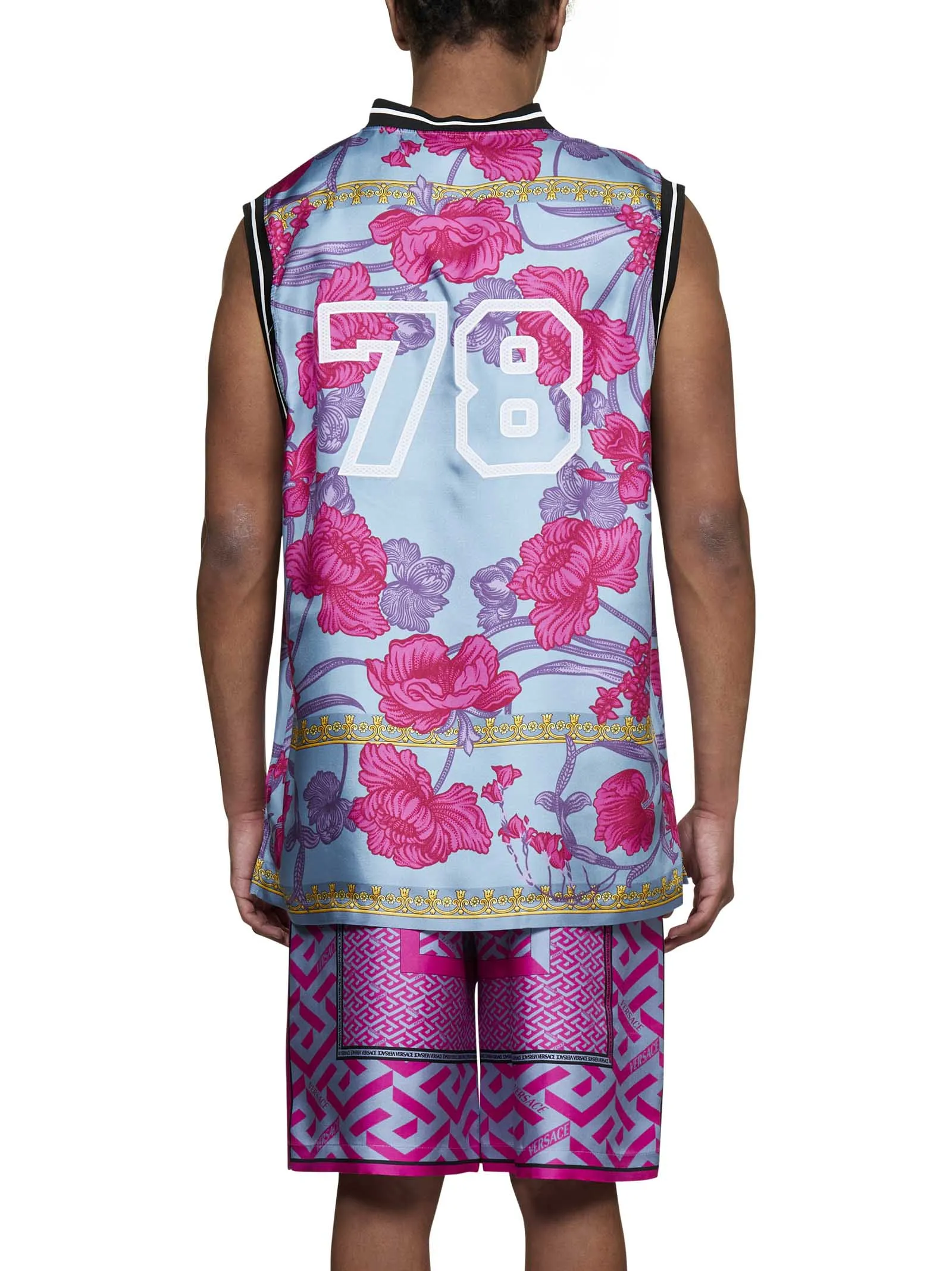 Versace Logo Printed V-Neck Sleeveless Top
