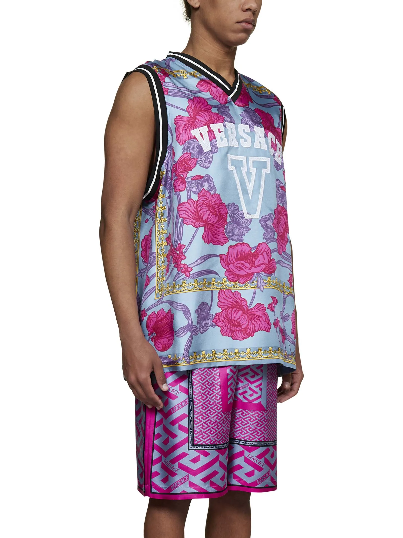 Versace Logo Printed V-Neck Sleeveless Top