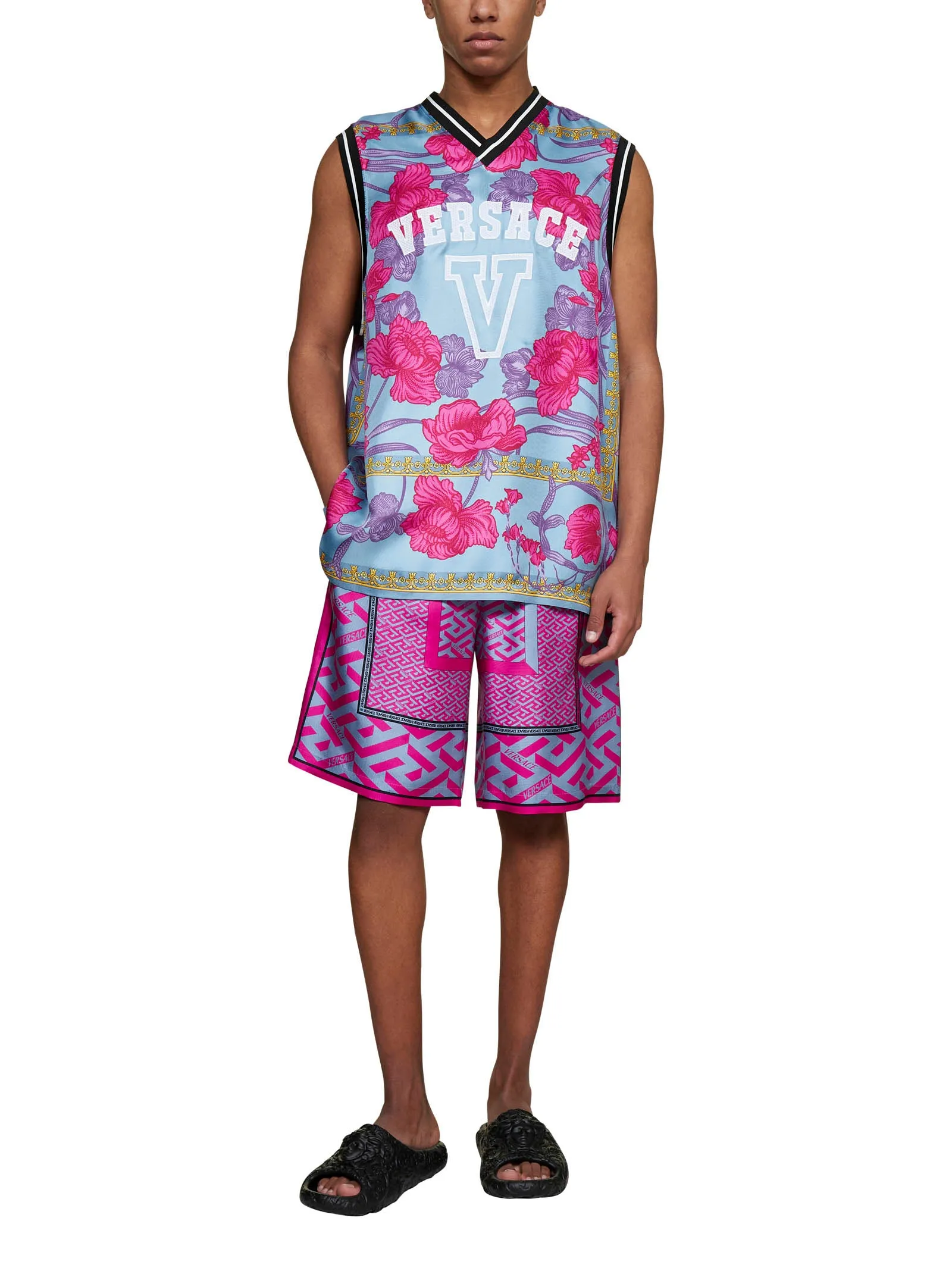 Versace Logo Printed V-Neck Sleeveless Top