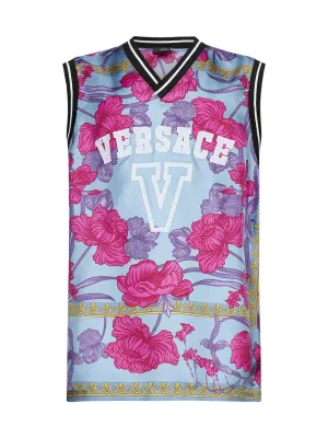 Versace Logo Printed V-Neck Sleeveless Top