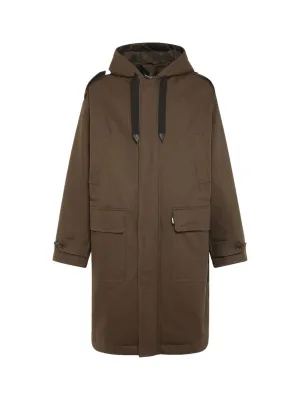 Versace Monogram Motif Print Hooded Coat