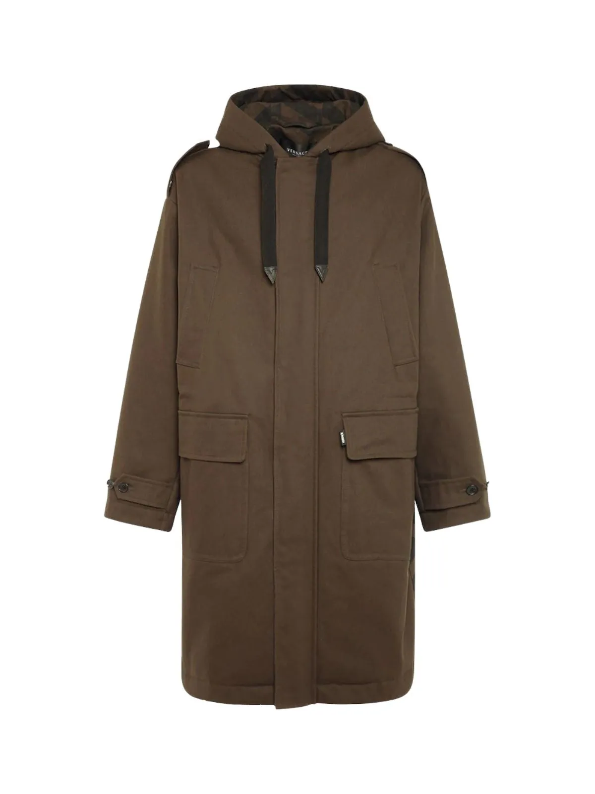 Versace Monogram Motif Print Hooded Coat