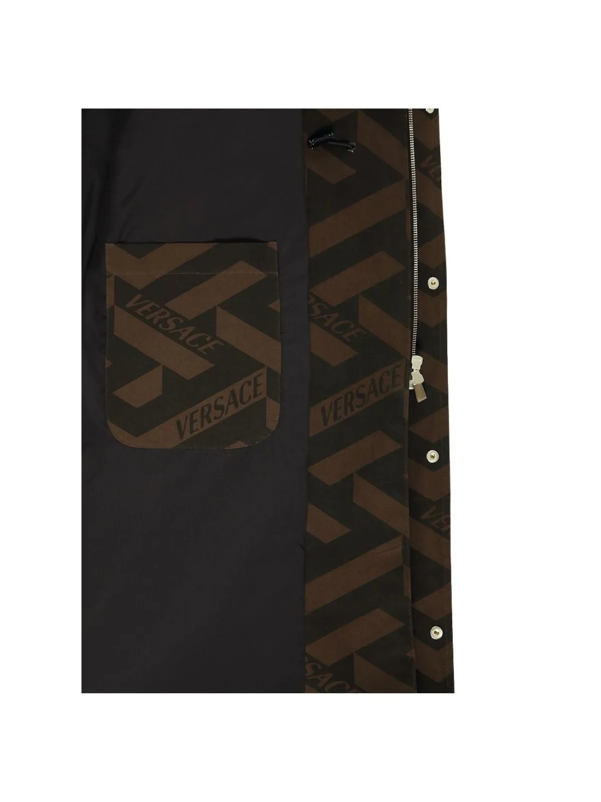 Versace Monogram Motif Print Hooded Coat