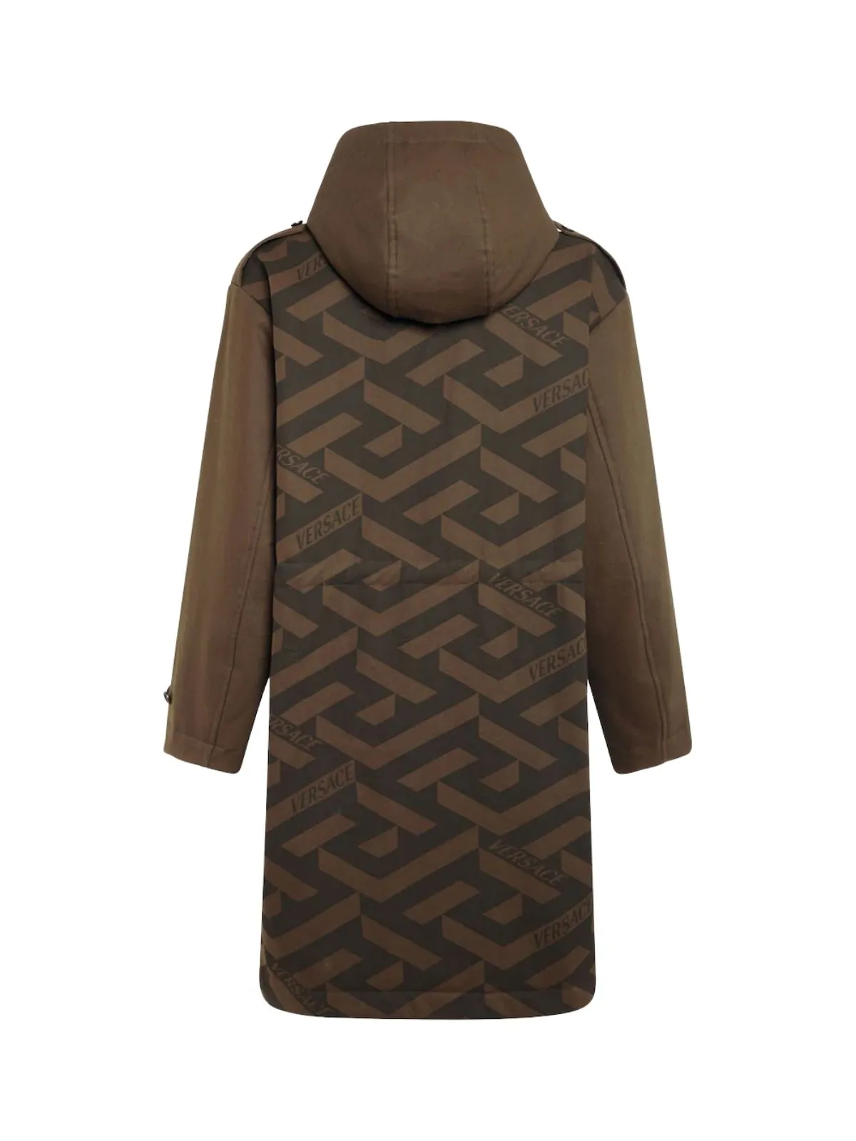 Versace Monogram Motif Print Hooded Coat
