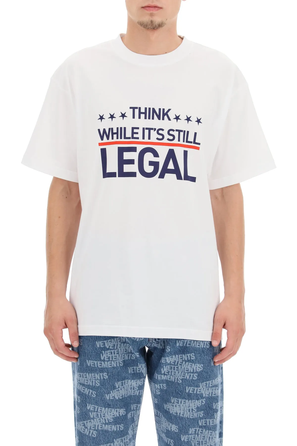 Vetements Slogan Printed Crewneck T-Shirt