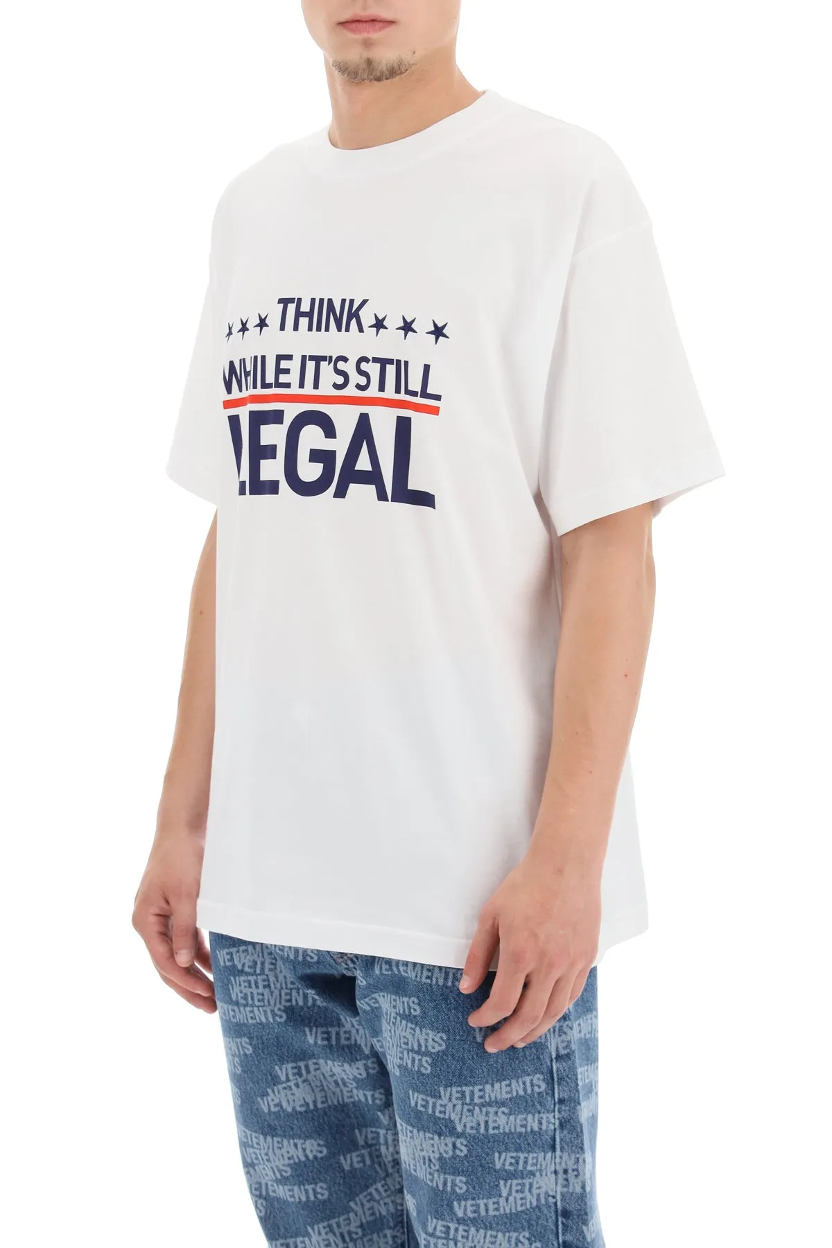 Vetements Slogan Printed Crewneck T-Shirt