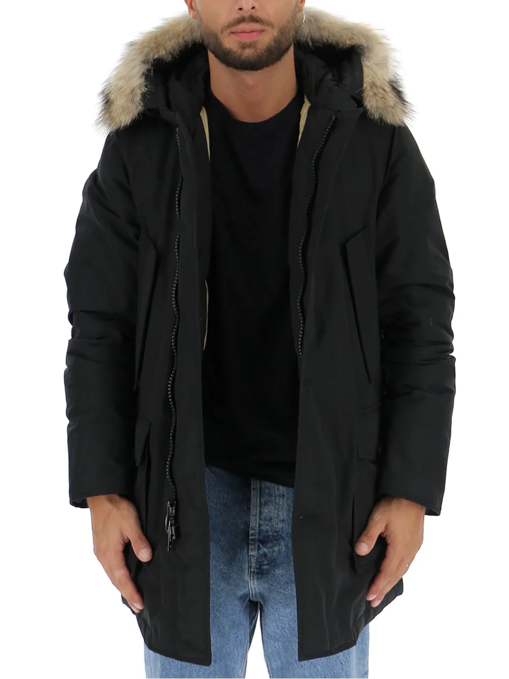 Woolrich Hooded Fur Trimmed Coat