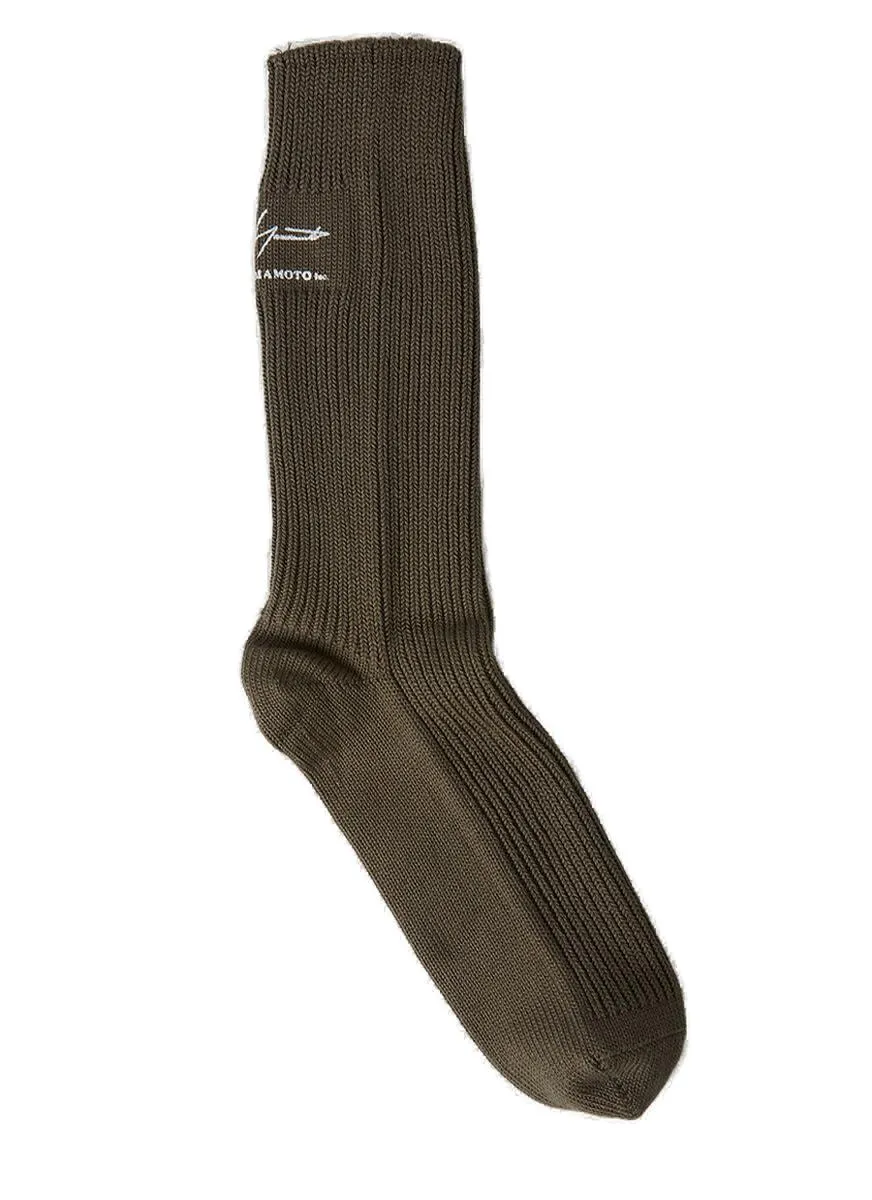 Yohji Yamamoto Logo Embroidered Military Socks