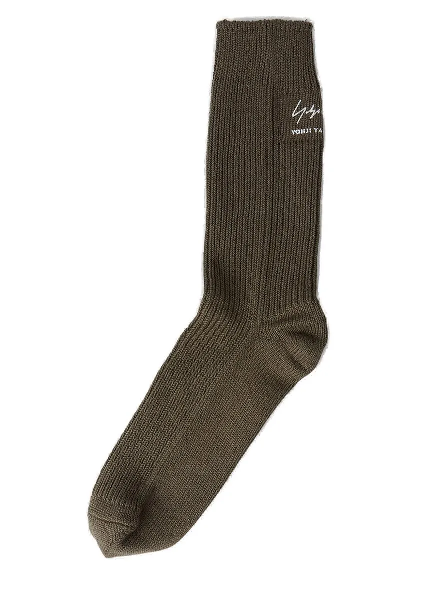 Yohji Yamamoto Logo Embroidered Military Socks