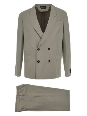 Z Zegna Double-Breasted Elasticated Waist Suit
